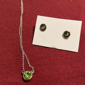 Peridot necklace and post earring set